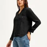 Women's Textured Spread Collar Shirt