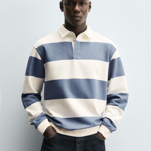 CONTRAST COLLAR POLO SWEATSHIRT