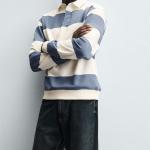 CONTRAST COLLAR POLO SWEATSHIRT