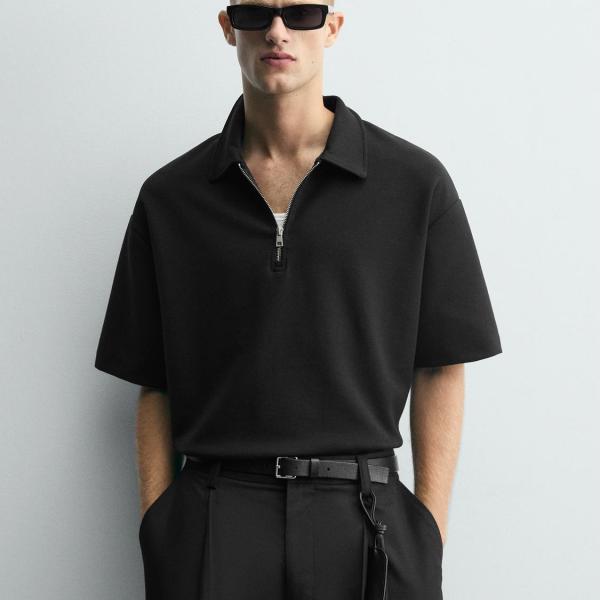 INTERLOCK ZIP-UP POLO SHIRT