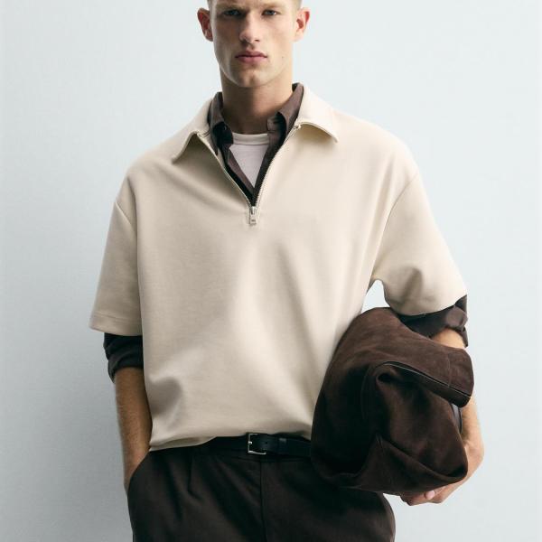INTERLOCK ZIP-UP POLO SHIRT
