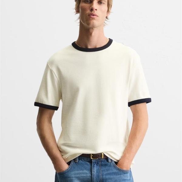 BASIC CONTRAST RIB T-SHIRT