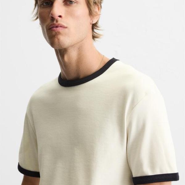 BASIC CONTRAST RIB T-SHIRT