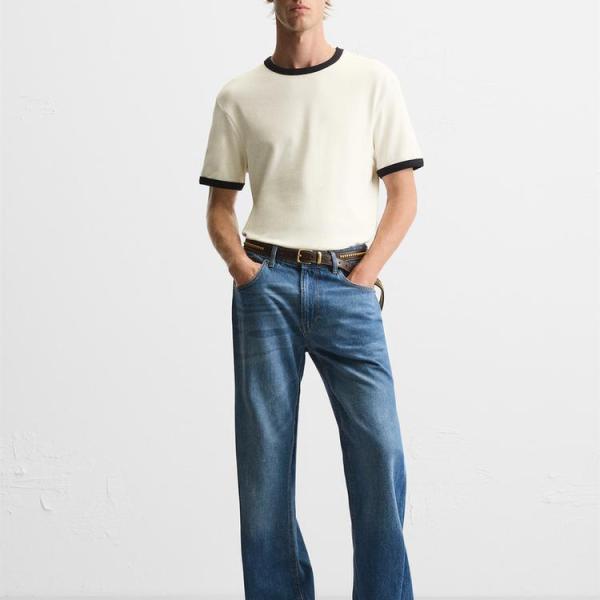 BASIC CONTRAST RIB T-SHIRT
