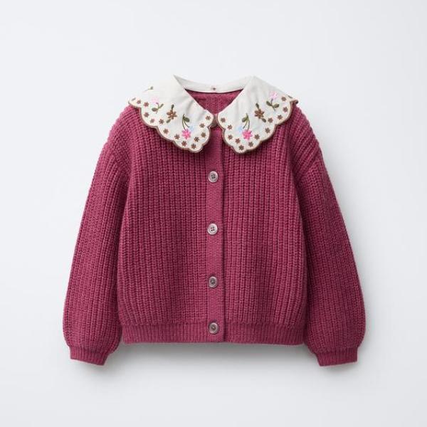 CARDIGAN WITH EMBROIDERED COLLAR