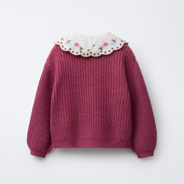 CARDIGAN WITH EMBROIDERED COLLAR