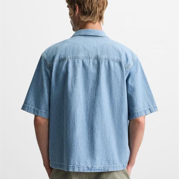 CONTRAST EMBROIDERY DENIM SHIRT