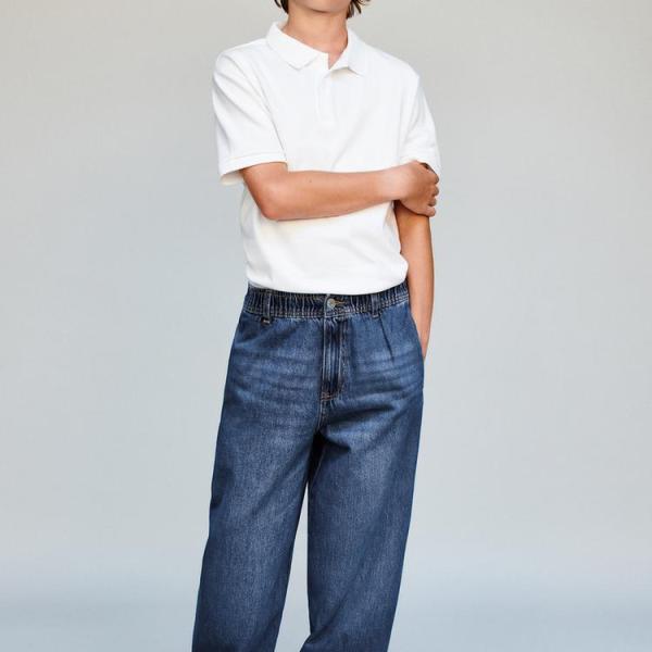 BALLOON JEANS WITH ELASTIC TRIM