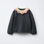 KNIT SWEATER WITH CROCHET COLLAR