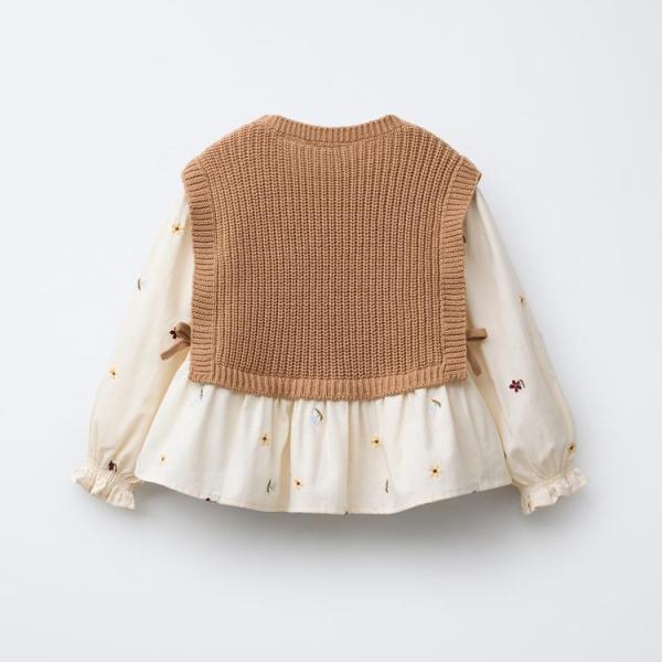 FLORAL EMBROIDERY SHIRT WITH KNITTED VEST