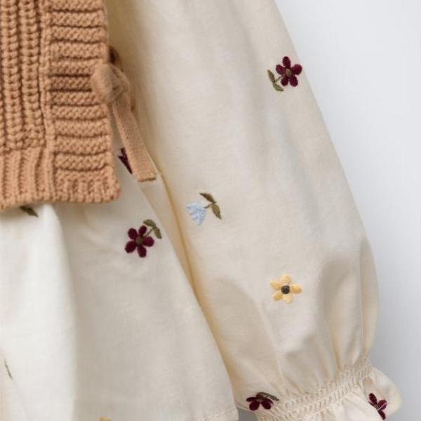 FLORAL EMBROIDERY SHIRT WITH KNITTED VEST