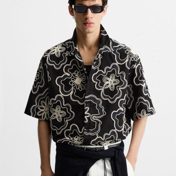 TEXTURED EMBROIDERY SHIRT