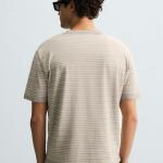 STRIPED KNITTED COTTON-LINEN T-SHIRT