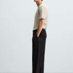 STRIPED KNITTED COTTON-LINEN T-SHIRT