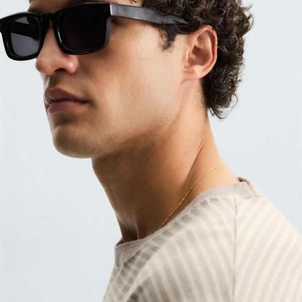 STRIPED KNITTED COTTON-LINEN T-SHIRT