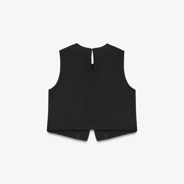 GOLD BUTTON CROSSOVER TOP
