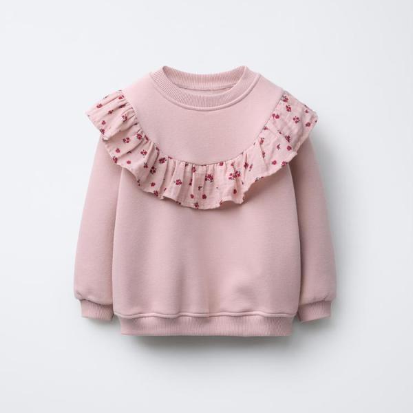 FLORAL RUFFLE SWEATSHIRT