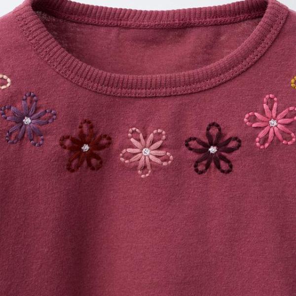CONTRAST EMBROIDERY T-SHIRT