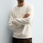 RIBBED BUTTON-NECK T-SHIRT