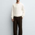 RIBBED BUTTON-NECK T-SHIRT