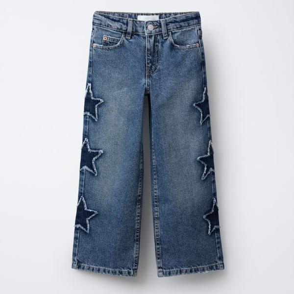 WIDE-LEG JEANS WITH STAR PATCHES