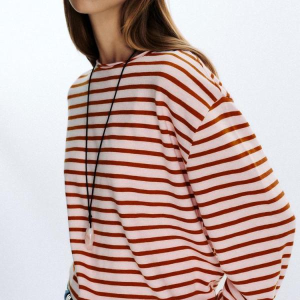 SLUB STRIPED COTTON T-SHIRT