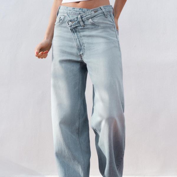 TRF WIDE-LEG HIGH-WAIST JEANS WITH WRAPAROUND WAIST