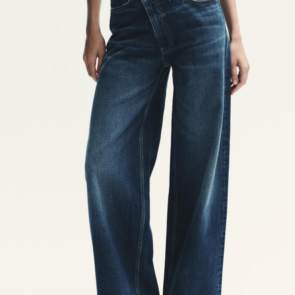 TRF WIDE-LEG HIGH-WAIST JEANS WITH CROSSOVER WAIST