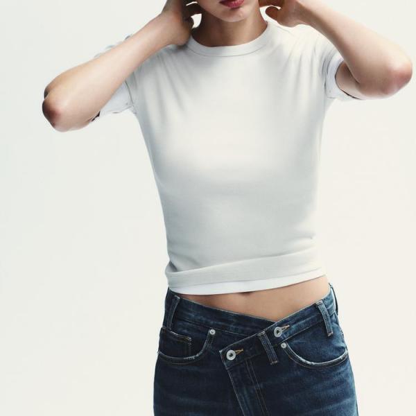 TRF WIDE-LEG HIGH-WAIST JEANS WITH CROSSOVER WAIST