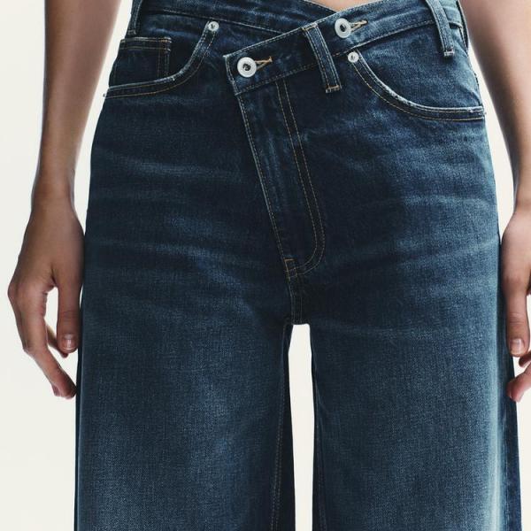 TRF WIDE-LEG HIGH-WAIST JEANS WITH CROSSOVER WAIST