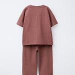 PLAIN T-SHIRT AND WIDE-LEG TROUSERS SET
