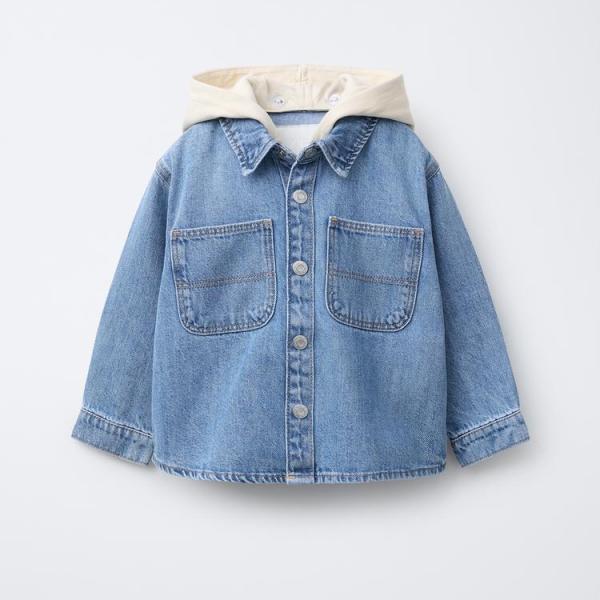 DENIM OVERSHIRT WITH DETACHABLE HOOD