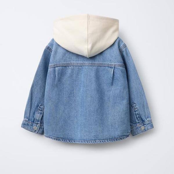 DENIM OVERSHIRT WITH DETACHABLE HOOD