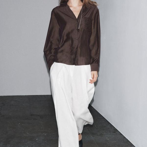ZW COLLECTION EMBROIDERED POCKET SHIRT