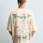 WASHED PRINTED KNIT T-SHIRT