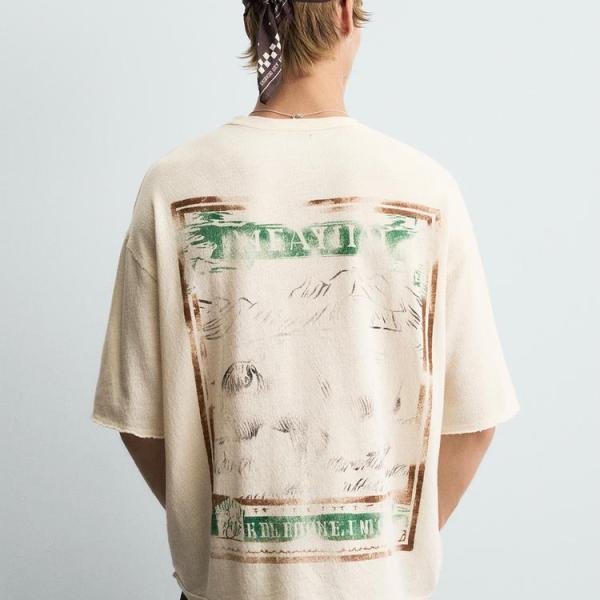WASHED PRINTED KNIT T-SHIRT