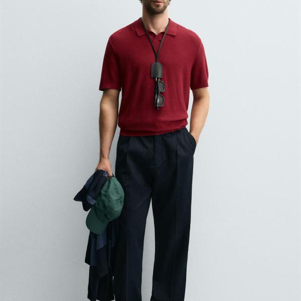 TEXTURED KNIT POLO SHIRT
