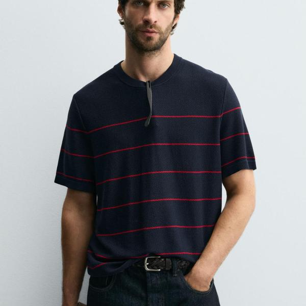 STRIPED JACQUARD KNIT T-SHIRT