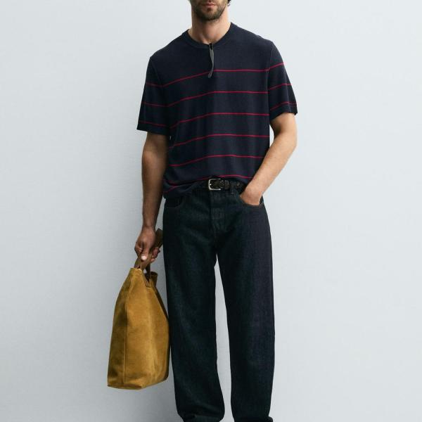 STRIPED JACQUARD KNIT T-SHIRT