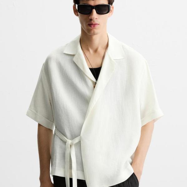 100% LINEN TIE SHIRT