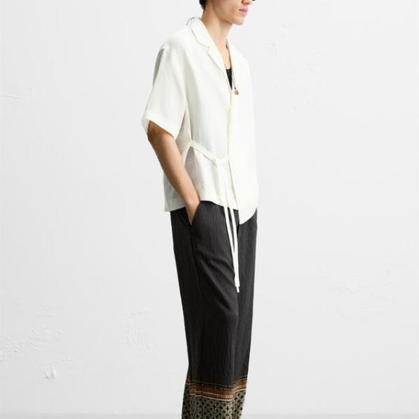 100% LINEN TIE SHIRT