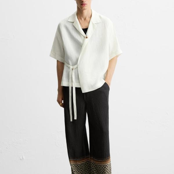 100% LINEN TIE SHIRT