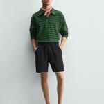 STRIPED JACQUARD TOWELLING POLO SHIRT