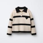 STRIPED KNITTED POLO SHIRT WITH HEART