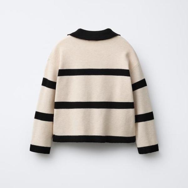 STRIPED KNITTED POLO SHIRT WITH HEART