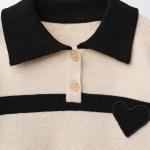 STRIPED KNITTED POLO SHIRT WITH HEART