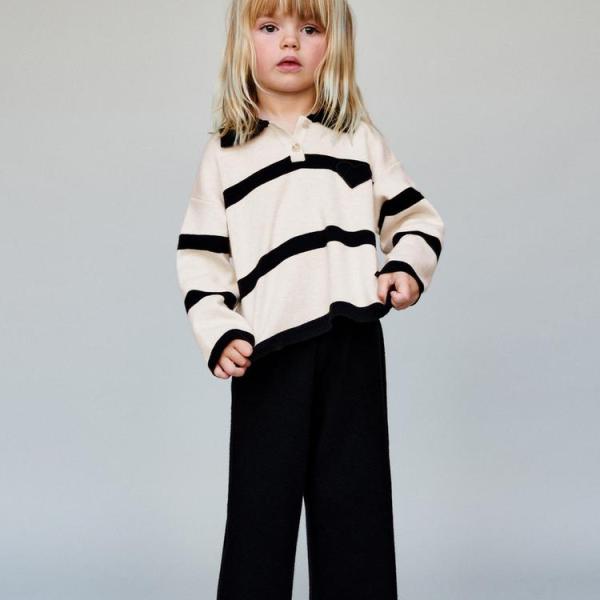 STRIPED KNITTED POLO SHIRT WITH HEART