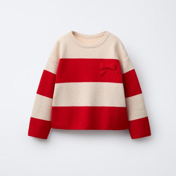 STRIPED KNIT SWEATER WITH BOWS