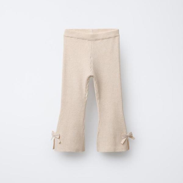 BOW DETAIL KNIT FLARE LEGGINGS