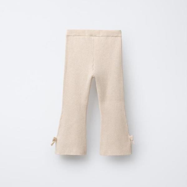 BOW DETAIL KNIT FLARE LEGGINGS